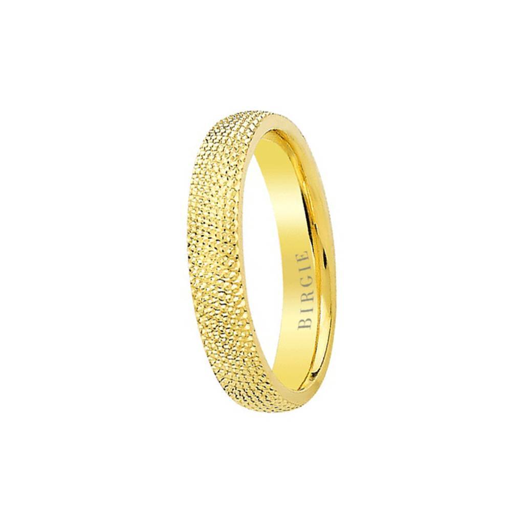 Yellow Gold Convex Textured Classical Wedding Band - Birgie Diamant | Fine Jewellery - Diamant & Edelstein Schmuck