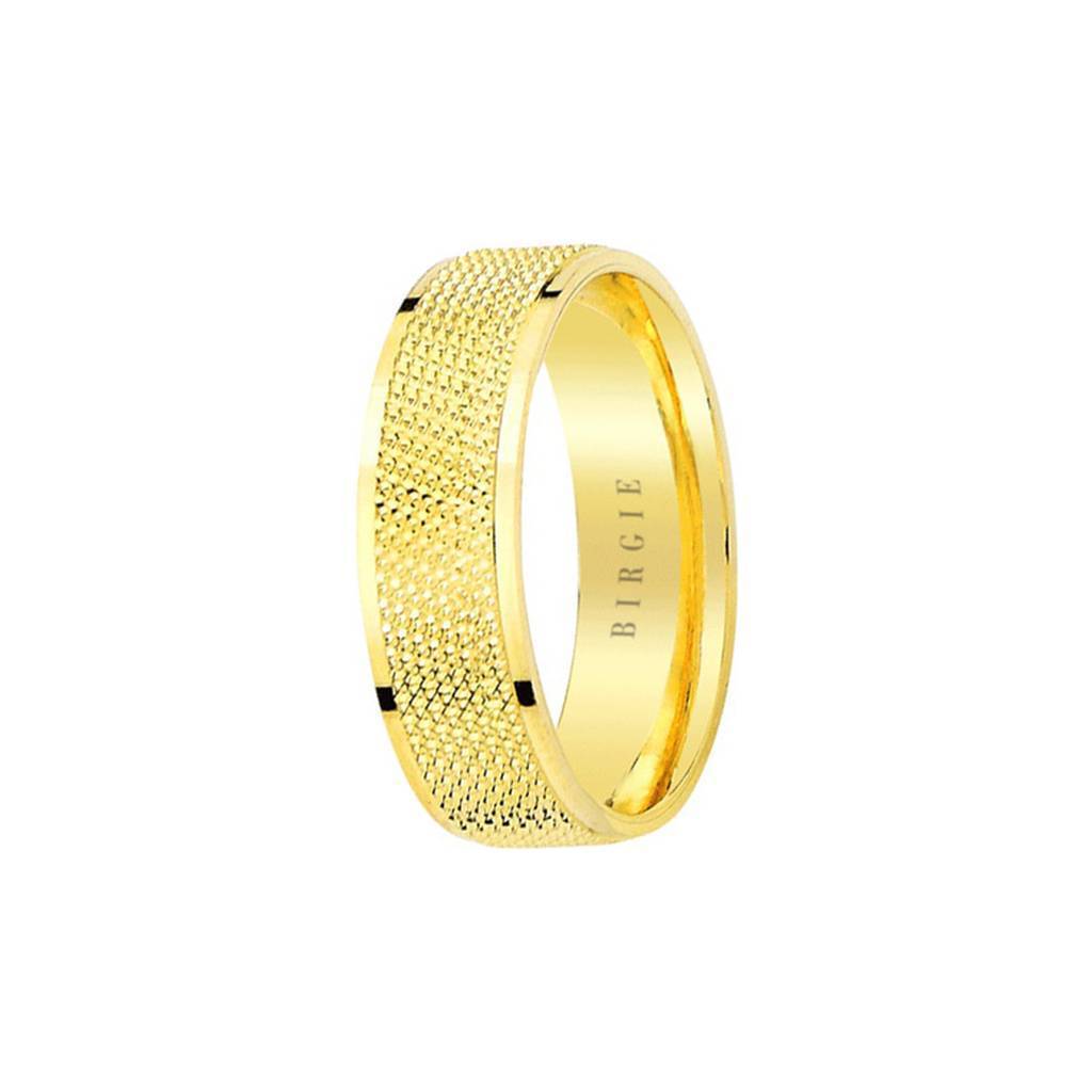 Yellow Gold Textured Classical Wedding Band - Birgie Diamant | Fine Jewellery - Diamant & Edelstein Schmuck