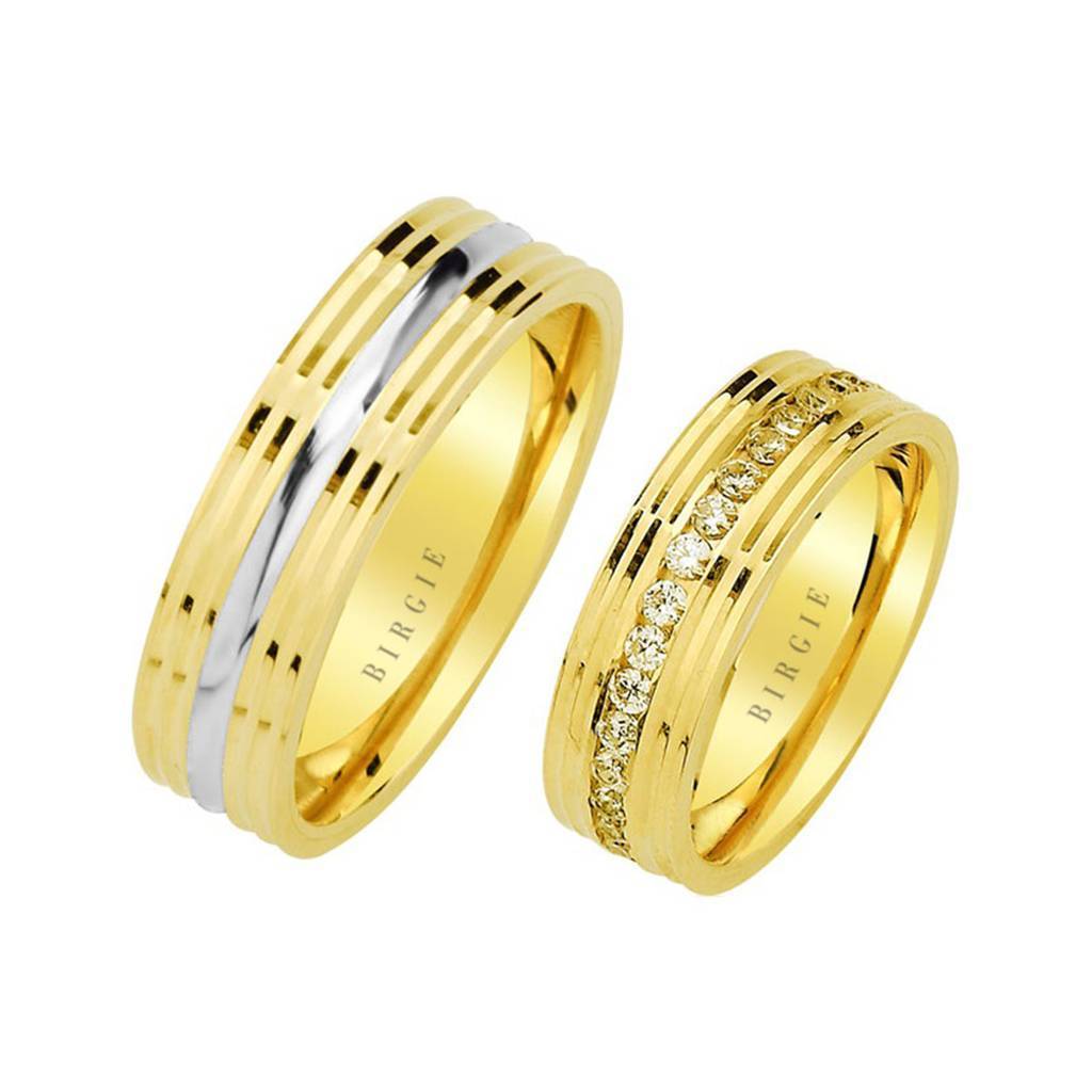 Yellow Gold um Wedding Band w/ Diamonds - Birgie Diamant | Fine Jewellery - Diamant & Edelstein Schmuck