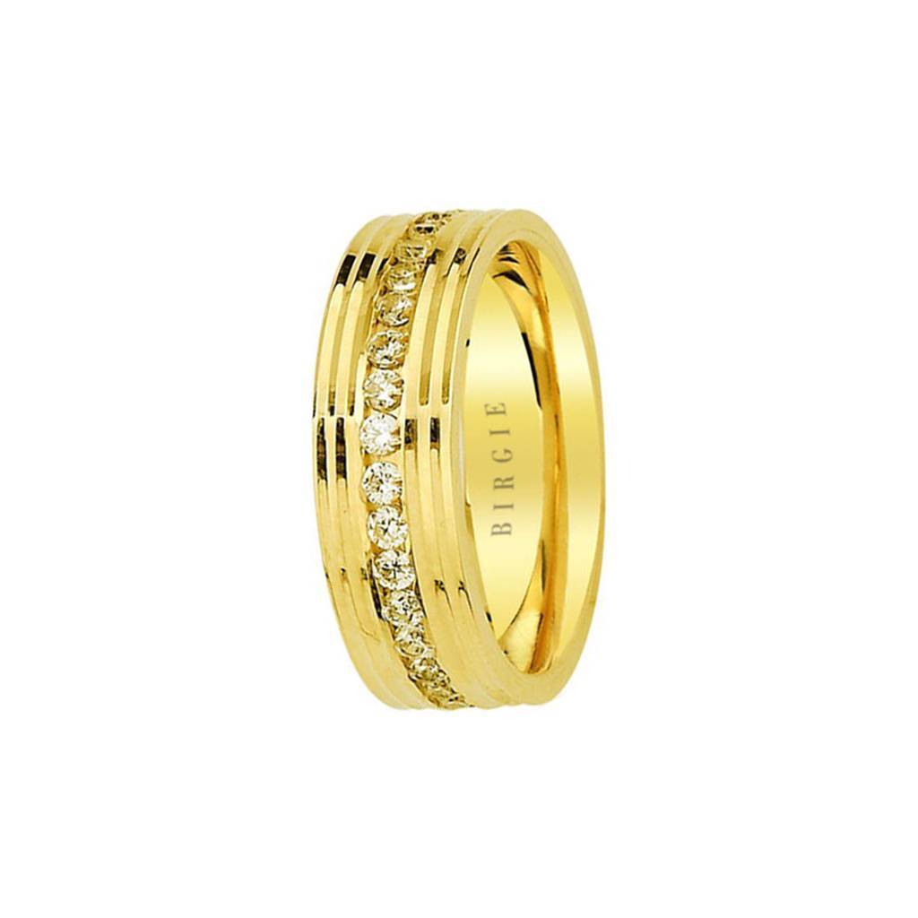 Yellow Gold um Wedding Band w/ Diamonds - Birgie Diamant | Fine Jewellery - Diamant & Edelstein Schmuck