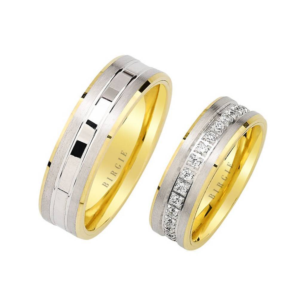 White and Yellow Gold Lebon Wedding Band w/ Diamonds