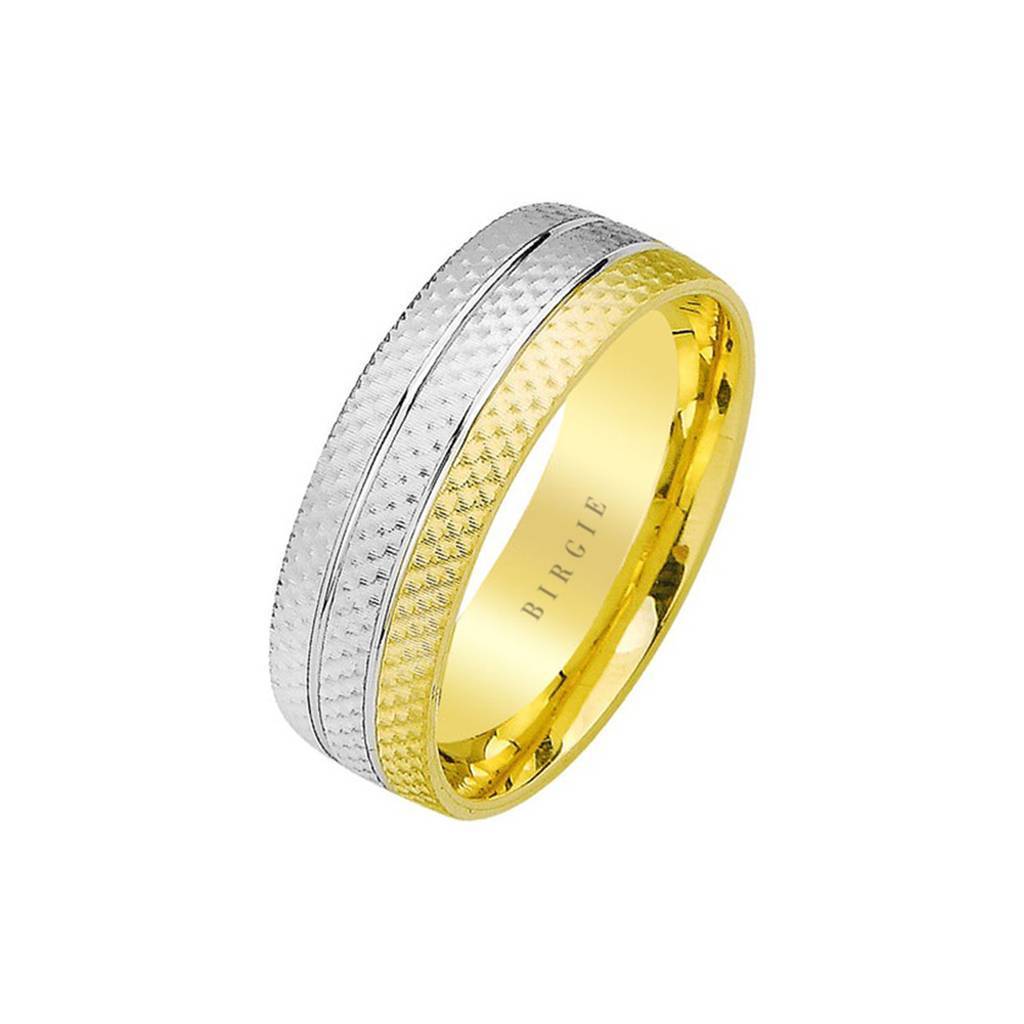 White and Yellow Gold Fresko Wedding Band