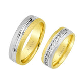 White and Yellow Gold Atlas Wedding Band w/ Diamonds