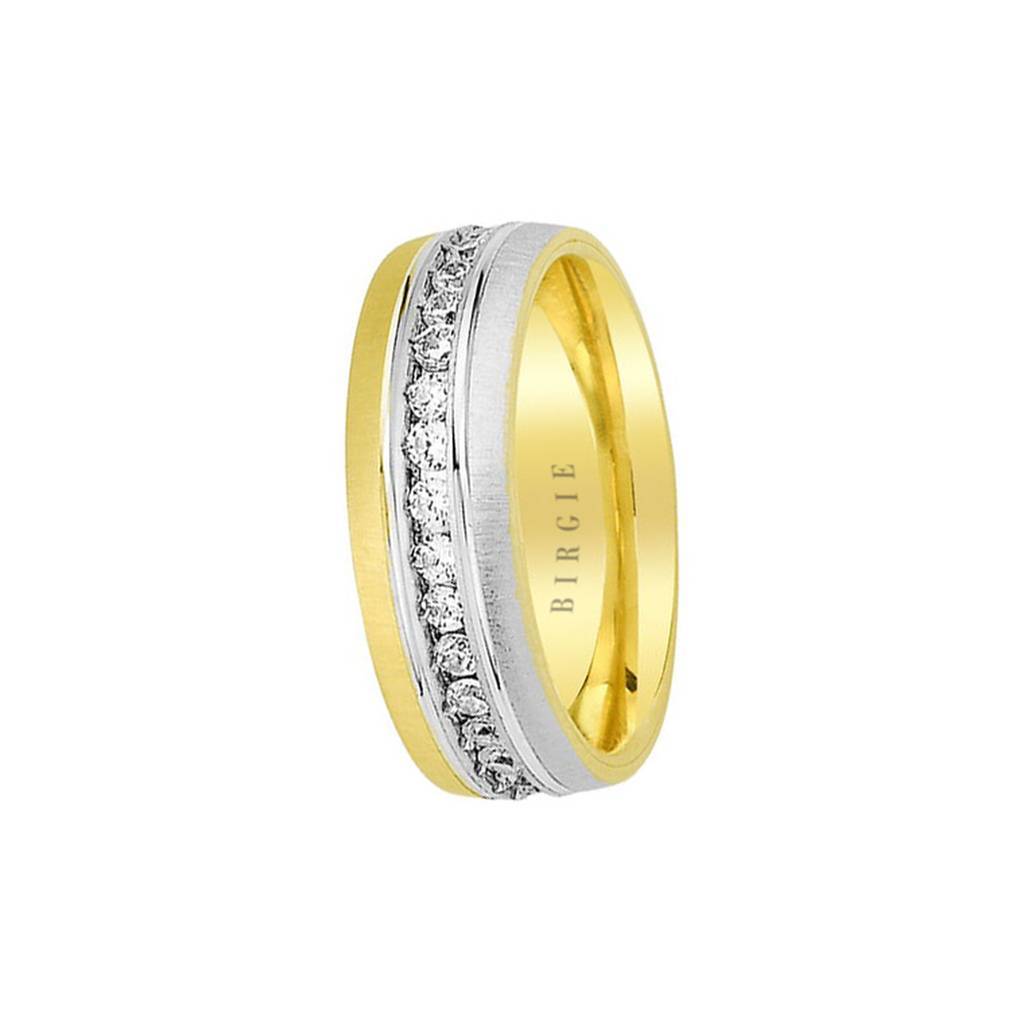 White and Yellow Gold Atlas Wedding Band w/ Diamonds