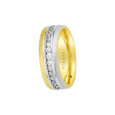 White and Yellow Gold Atlas Wedding Band w/ Diamonds