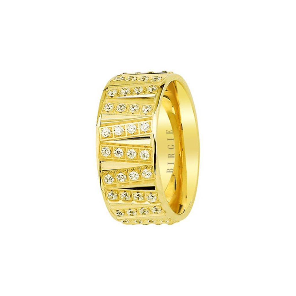 Yellow Gold Genoise Wedding Band w/ Diamonds - Birgie Diamant | Fine Jewellery - Diamant & Edelstein Schmuck