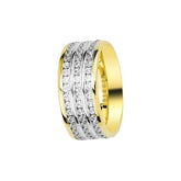 White and Yellow Gold Wedding Band w/ Triplet Diamonds