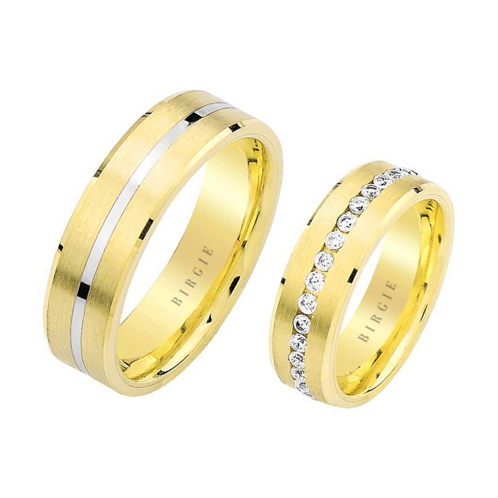 White and Yellow Gold Pan Wedding Band w/ Diamonds