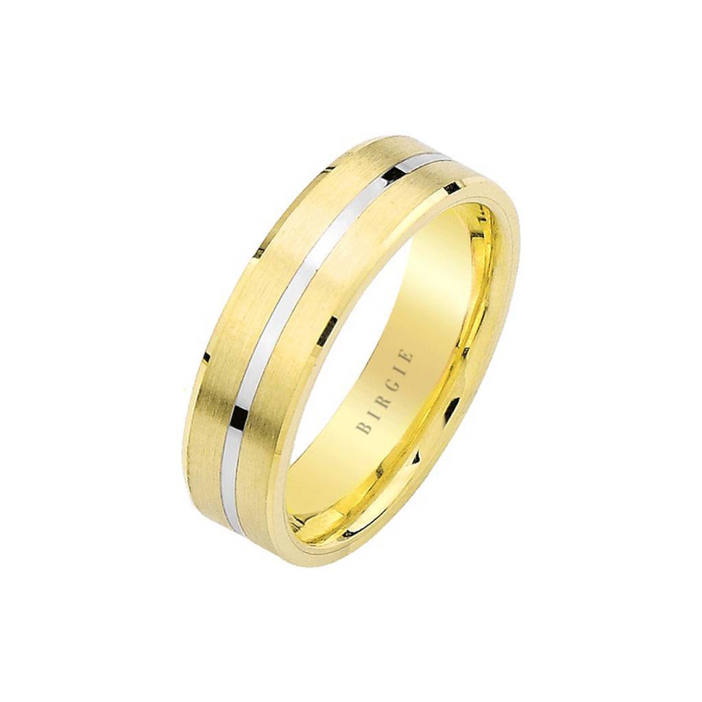 White and Yellow Gold Pan Wedding Band