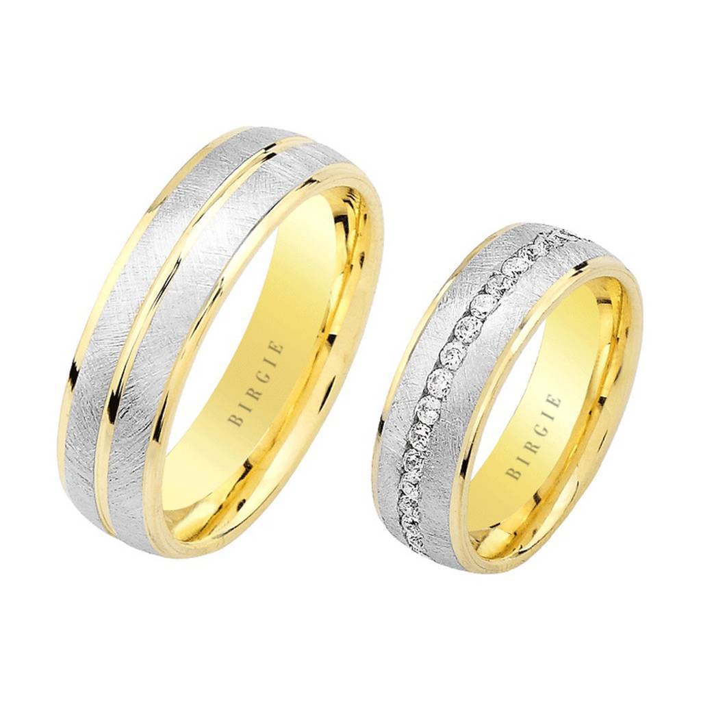 White and Yellow Gold Ren Wedding Band w/ Diamonds