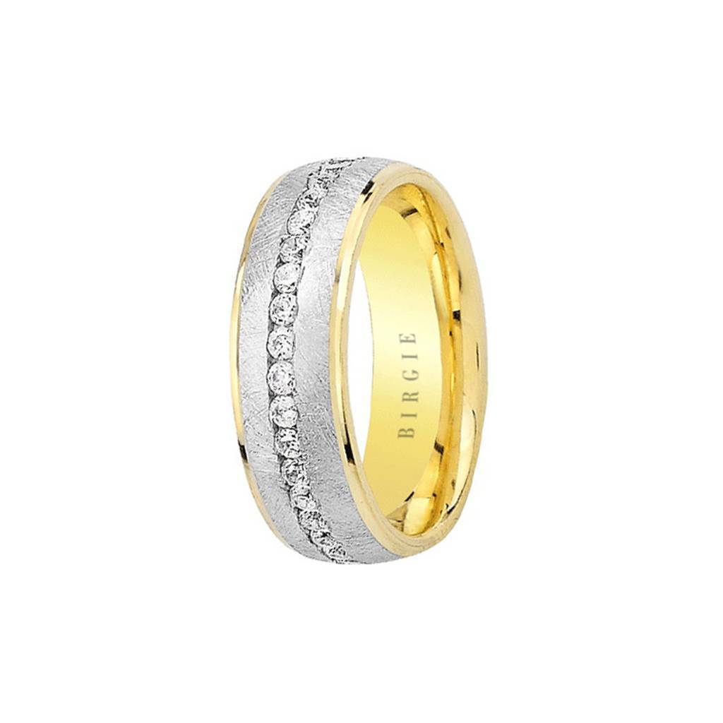 White and Yellow Gold Ren Wedding Band w/ Diamonds