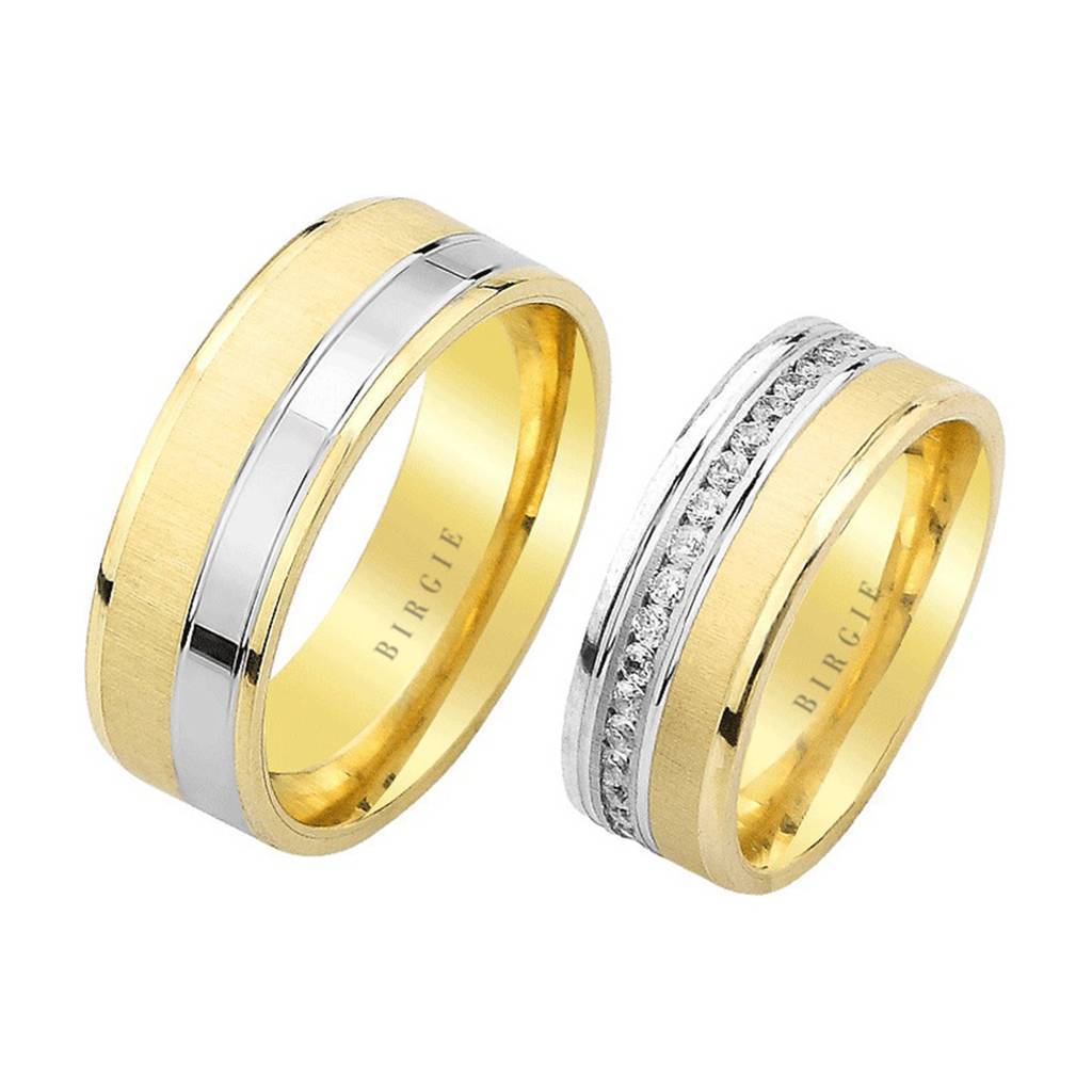 White and Yellow Gold Ishtar Wedding Band w/ Diamonds