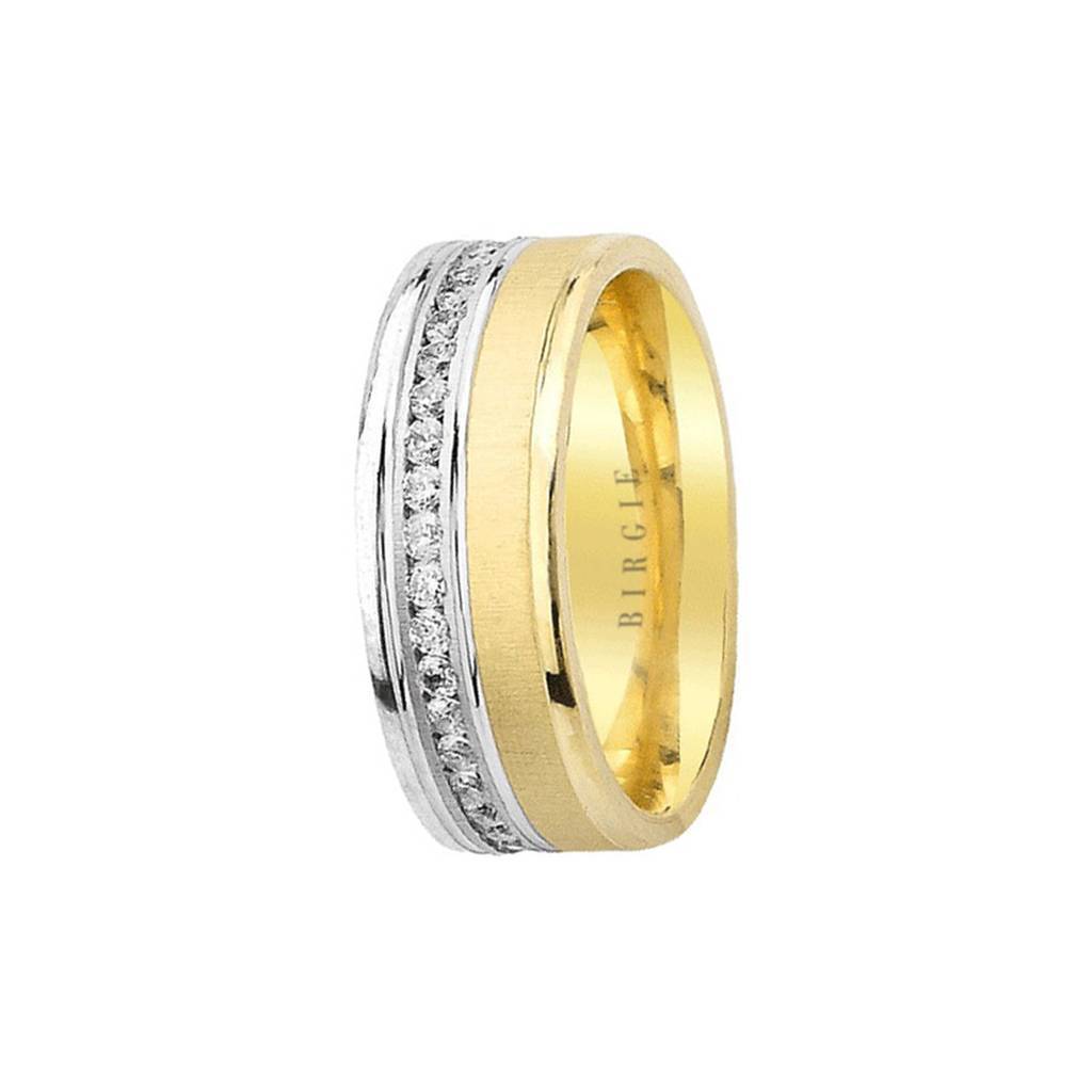 White and Yellow Gold Ishtar Wedding Band w/ Diamonds