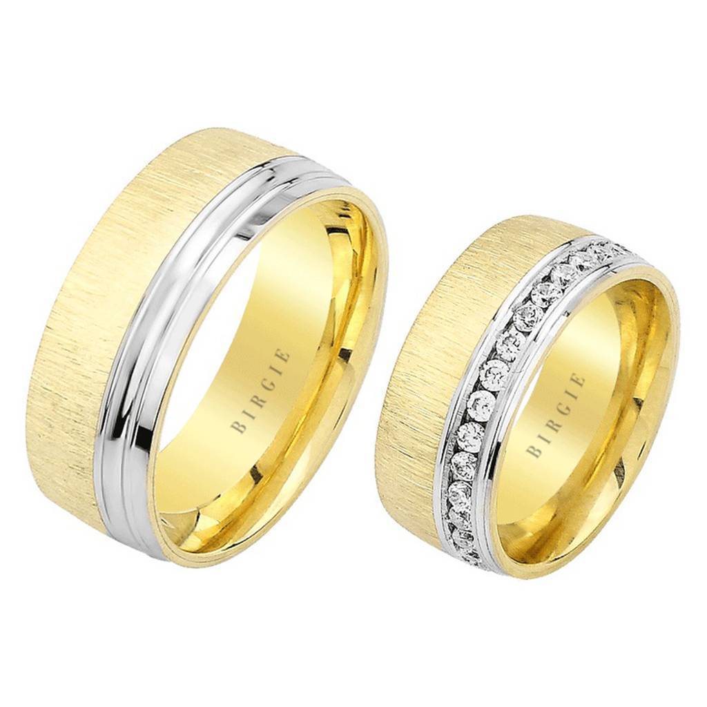 White and Yellow Gold Bastet Wedding Band w/ Diamonds