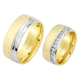 White and Yellow Gold Bastet Wedding Band w/ Diamonds