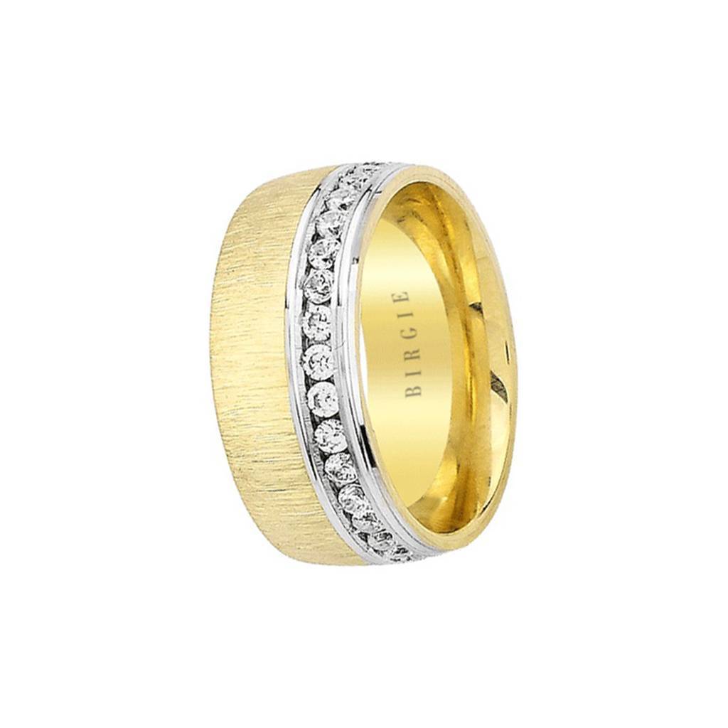 White and Yellow Gold Bastet Wedding Band w/ Diamonds