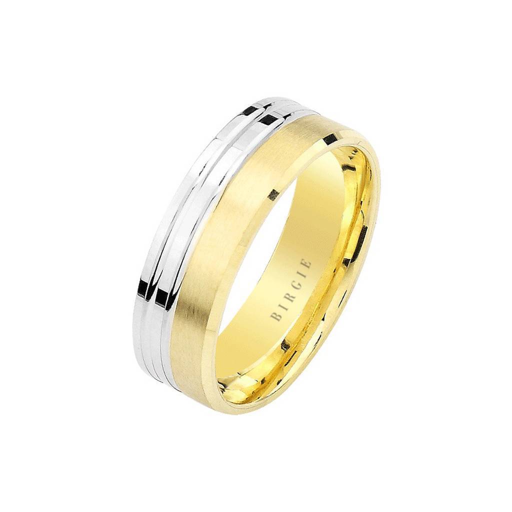 White and Yellow Gold Tigris Wedding Band