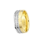 White and Yellow Gold Tigris Wedding Band w/ Twin Line Diamonds