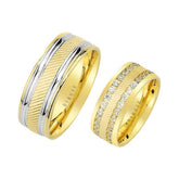 White and Yellow Gold Adonis Wedding Band w/ Twin Line Diamonds