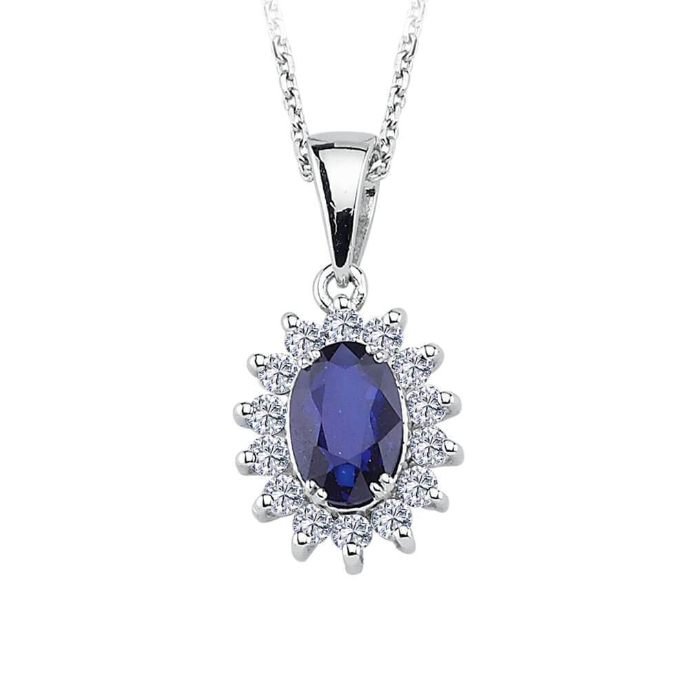 Collier diamant et saphir ovale