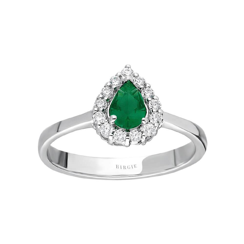 Round Cut Emerald and Diamond Ring