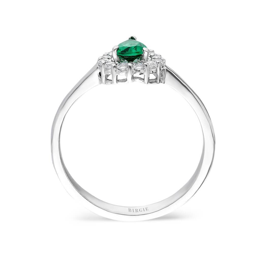 Round Cut Emerald and Diamond Ring