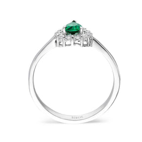 Round Cut Emerald and Diamond Ring