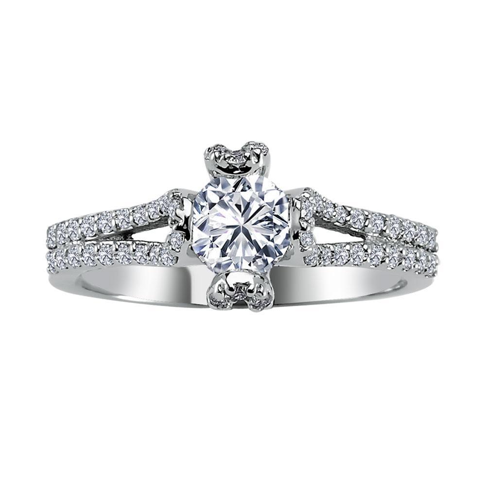 Total 0.79 Carat Diamond Halo Engagement Ring