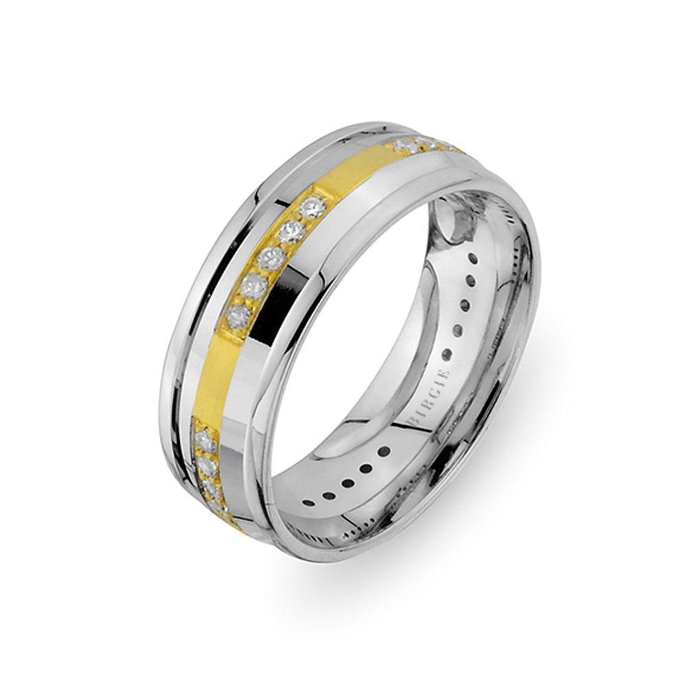 White and Yellow Gold Sureyya Wedding Band w/ Diamonds