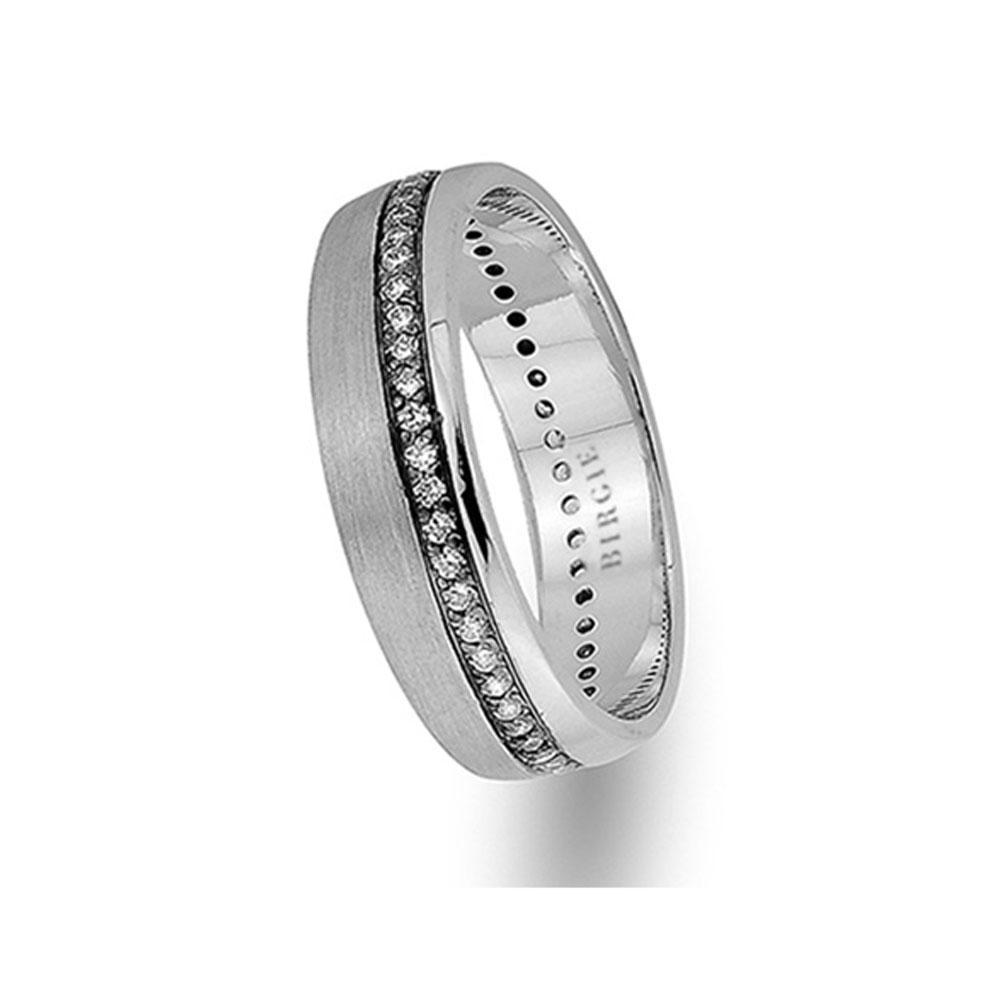 White Gold Classical Wedding Band w/ Diamonds