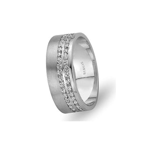 White Gold Wedding Band w/ Twin Line Diamonds - Birgie Diamant | Fine Jewellery - Diamant & Edelstein Schmuck